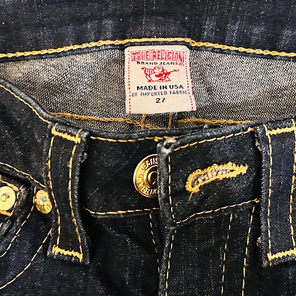 True Religion Dark Wash Straight-Leg Jeans | Size 27 | Made in USA - Picture 3 of 14